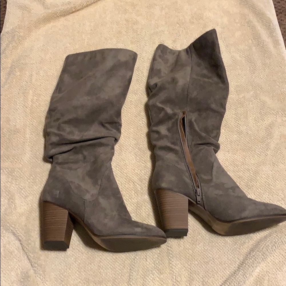 Taupe suede boots